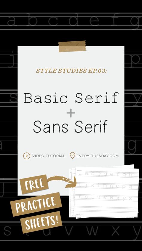 Serif + Sans Serif Lettering the RIGHT Way | free practice sheets: every-tuesday.com via @ teelac Serif Alphabet Hand Lettering, Sans Serif Hand Lettering, Sans Serif Fonts Alphabet, Serif Hand Lettering, Popular Script Fonts, Serif Lettering, Free Cursive Fonts, Ipad Things, Bujo Journal