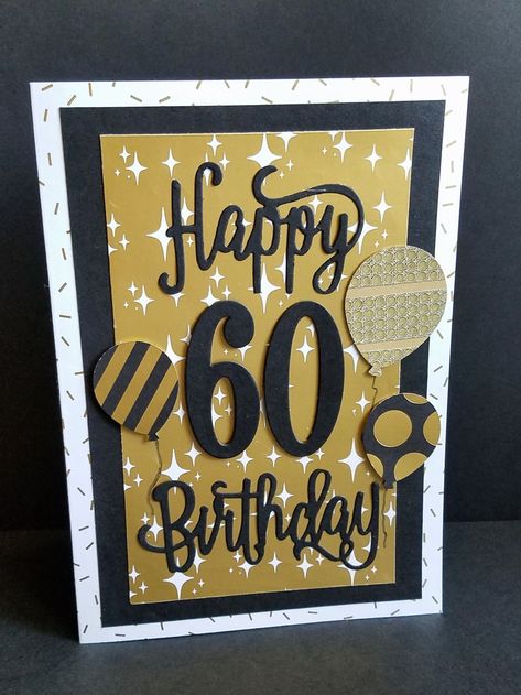 My twin Tina's Birthday card 2021 60th Bday Cards Diy, Cricut 60th Birthday Card, Cricut 60th Birthday Gifts, Stampin Up 60th Birthday Cards For Men, 60 Birthday Card For Men, 60th Birthday Cards For Men Handmade, 60th Birthday Cards For Men, 60th Birthday Card Ideas, Diy 60th Birthday Card