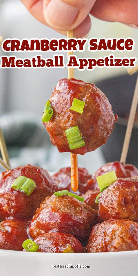 Sweet, tangy cranberry sauce meatball appetizers are perfect for holiday gatherings! Easy to make, delicious to eat, & always a crowd-pleaser! Crockpot Meatballs Cranberry Sauce, Cranberry Sauce Appetizer, Crock Pot Appetizers, Christmas Meatballs, Cranberry Sauce Meatballs, Meatball Appetizers, Meatballs Appetizer, Cranberry Appetizer, Sweet Meatballs