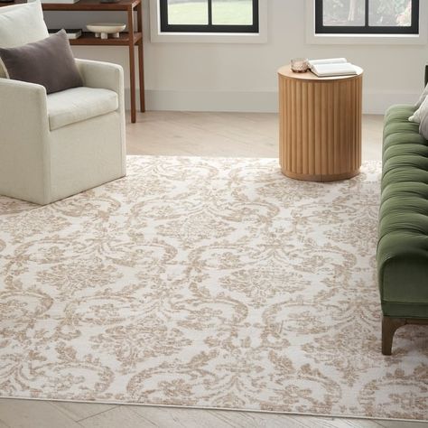 Nourison Jubilant Vintage Farmhouse Damask Area Rug - On Sale - Bed Bath & Beyond - 24331550 Cozy Traditional Living Room, Damask Rug, Nourison Rugs, Contemporary Color Palette, Modern Color Palette, Rug Ivory, 5x7 Area Rug, Artisan Rugs, 8x10 Area Rugs