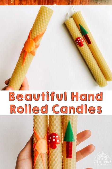 Rolled Beeswax Candles That Kids Will Love! • Little Pine Learners Beeswax Crafts, Beeswax Sheet Candles, Rolled Beeswax Candles, Beeswax Candles Diy, Rolled Candles, Candle Dipping, Kids Candles, Bee Wax Candles, Arte Aesthetic