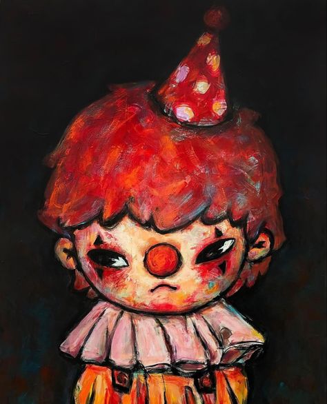 Character Paintings On Canvas, Skullpanda Wallpaper, Pretty Candy, Clown Paintings, 2022 Art, Heaven Art, Pop Mart, Pretty Drawings, Cute Kawaii Drawings