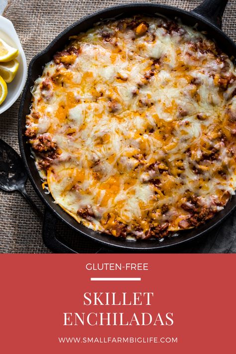 Gluten Free Corn Tortillas, Skillet Enchiladas, Cast Iron Skillet Recipes Dinner, Gluten Free Enchiladas, Cast Iron Skillet Cooking, Glutenfree Recipe, Recipe Mexican, Gluten Free Main Dishes, Homemade Enchilada Sauce