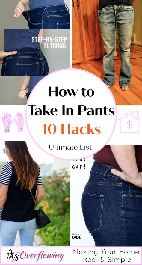 Take In Pants, Altering Pants, Diy Tulle Skirt, How To Make Jeans, Altering Jeans, Pants Tutorial, Sewing Jeans, Big Pants, Pleather Pants