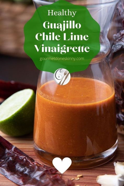 This Guajillo Chile Lime Vinaigrette is tangy, sweet and slightly spicy. I created it as a special healthy vinaigrette to go with my Avocado Chile Lime Bowl. It’s great on grilled vegetables and also perfect as a meat marinade. This vinaigrette recipe is healthier than other vinaigrettes as it uses less sugar and less oil. Chili Lime Vinaigrette Recipe, Healthy Vinaigrette, Guajillo Chile, Chili Lime Vinaigrette, Delicious Salad Dressings, Roasted Beet Salad, Meat Marinade, Citrus Vinaigrette, Vinaigrette Recipe