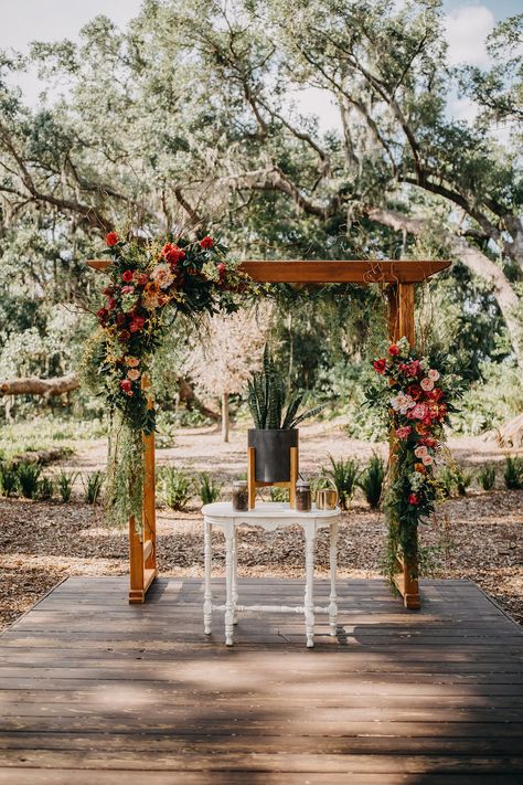 Rustic Elegance Cross Creek Ranch | Blush & Gold Tampa Bay Wedding Greenery Bouquet, Wood Arch, Wooden Arch, Wedding Cross, Rustic Wedding Flowers, Wedding Vendor, Bay Wedding, Ceremony Arch, Wooden Flowers