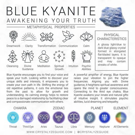 Psychic Crystals, Kyanite Properties, Kyanite Meaning, Healing Spirituality, Kyanite Crystal, Witch Spell Book, Divine Guidance, Witchy Crafts, Crystal Healer