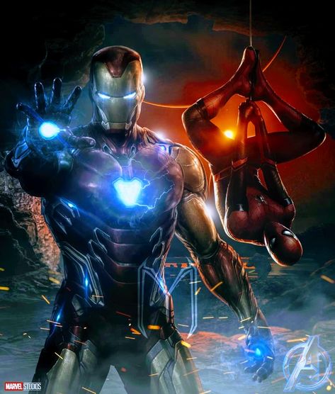 Spider-Man & Iron Man, Avengers: End Game Iron Man And Spider Man, Spider Man And Iron Man, Spider Man Iron Man, Superhero Painting, Iron Man Poster, Iron Man Spiderman, Iron Man Wallpaper, Iron Man Avengers, Iron Man Art