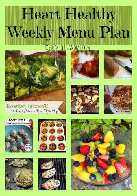 Heart Healthy Weekly Menu Plan to make dinner time a snap! #menu #hearthealthy Heart Healthy Recipes Cholesterol, Healthy Menu Plan, Heart Healthy Recipes Low Sodium, Weekly Menu Plan, Heart Diet, Heart Healthy Eating, Weekly Menu Planning, Heart Healthy Diet, Healthy Menu