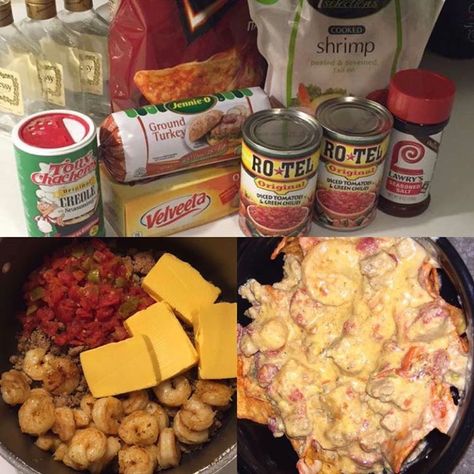 Rotelle Dip, Shrimp Rotel, Crockpot Party, Rotel Recipes, Rotel Dip, Awesome Appetizers, Pescatarian Recipes, Shrimp Dishes, Food Goals