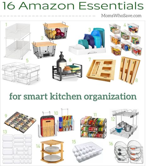 16 Amazon Essentials for a Better Organized Kitchen Organized Kitchen, Mom Ideas, Organization Board, Plastic Foil, Smart Kitchen, Amazon Essentials, Frugal Living Tips, Clever Ideas, Frugal Living