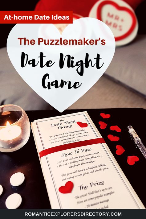 The Puzzlemaker's Date Night game is perfect for couples seeking at-home date ideas. Date Night Games For Couples Free Printable, Puzzle Date Night, Games To Play At Home, Question Games For Couples, Gift Idea For Couples, Dates Ideas, Galentines Day Ideas, Date Night Games, Board Games For Couples