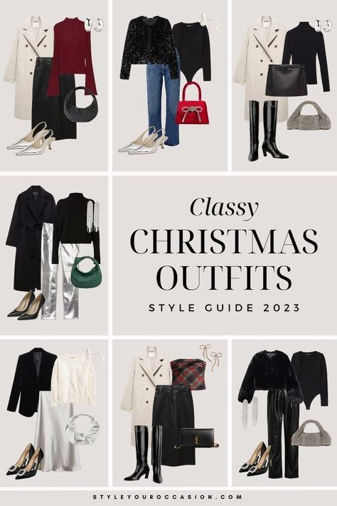 In need of the perfect classy Christmas outfit ideas? Explore our selection of 16+ chic and stylish holiday outfits, ideal for your office Christmas party, NYE party, and beyond! Click through for the entire list of classy and cute holiday party outfits. Office Christmas Party Outfit Casual, Business Casual Christmas Party Outfit, Outfit Ideas Christmas Party, Holiday Outfit Ideas Christmas, Company Christmas Party Outfit, Christmas Party Outfits Classy, Fancy Christmas Party, Classy Christmas Outfit, Holiday Party Outfit Casual