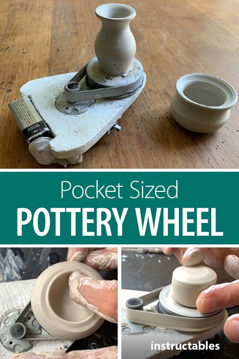 This portable pottery wheel fits in your pocket and can actually be used to throw tiny pots. #Instructables #tools #ceramics #art #woodworking Pottery Wheel Diy, Tiny Pots, Small Easy Woodworking Projects, Mini Pottery, Miniature Pottery, Beginner Pottery, Woodworking Box, Woodworking Projects For Kids, Ceramics Art