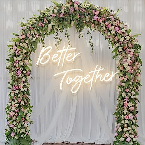 Large Better Together Neon Sign for Party Decor, 2 Pcs 24x10+17x9 Inches, Romantic Wedding Neon Loght Signs for Engagement, Wedding Reception, Proposal, Gifts for Anniversary, Birthday by DIVATLA Thoughtful Engagement Gifts, Neon Name Sign, Reception Stage Decor, Small Weddings Ceremony, Wall Decor Wedding, Neon Signs Quotes, Neon Sign Wall, Beautiful Script Fonts, Engagement Inspo