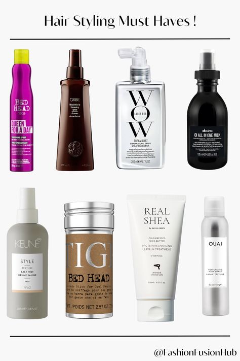 Achieve salon-quality hair at home with these essential styling products. Perfect for prepping, protecting, and styling, these products will transform your hair routine and leave you with a flawless finish every time. #HairStylingEssentials #HairCareProducts #MustHaveHairProducts #HairVolume #TexturizingSpray #LeaveInTreatment #HeatProtectant #HairRoutine #BedHeadProducts #SalonHairAtHome" Hairstyle Products, Professional Hair Products, Essential Products, Hair Advice, Texturizing Spray, Hair Product, Hair Routine, Hair Stylist Life, Styling Products