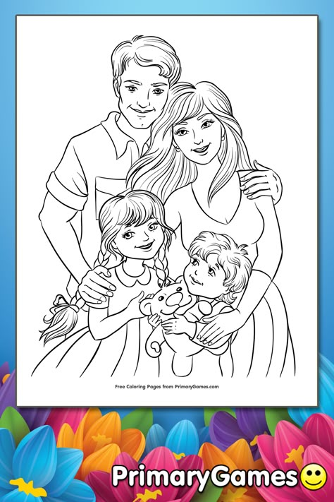 Family Drawing For Kids, Family Dibujo, Cute Family Drawing, My Family Drawing, Family Coloring Pages For Kids, Coloring Pages Detailed, Family Picture Drawing, Family Drawings, Drawing Family