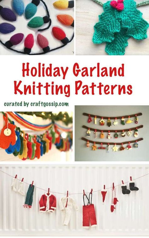 Holiday Garland Knitting Patterns – Knitting Knitted Garland Pattern, Garland Knitting Pattern, Knitted Christmas Lights, Knit Garland Pattern, Knit Garland Christmas, Knit Christmas Patterns, Crochet Christmas Lights Garland, Knit Christmas Garland, Knit Garland