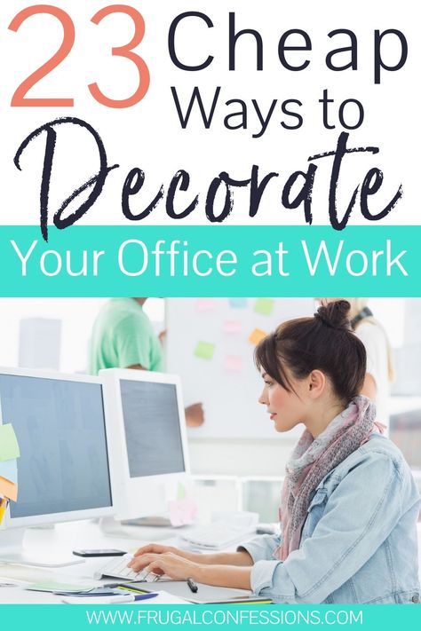 I need ideas to decorate your cubicle at work and cheap ways to decorate your office at work (well…if you can call a cubicle an office!). I LOVE this article about work office decorating ideas on a budget. It’s all about cubicles, and I had no idea you could even do half of these things, like how to decorate my office walls and how to decorate your cubicle for success! Sooooo excited to get started (maybe it’ll make me happier to be at work on Fridays…). #cubicledecor #cubicle #officedecor Minimal Cubicle Decor, Decorate Office Space At Work, Inexpensive Office Decor, How To Decorate Office Desk At Work, Decorate My Cubicle At Work, How To Make Your Office At Work Cozy, How To Decorate Work Office, Decorated Offices At Work, Decorating Desk At Work