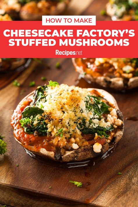 30 mins. · Serves 6 · Recreate this delectable Cheesecake Factory's Stuffed Mushrooms at home with this easy recipe. It’s cheesy, crispy, savory, and zesty all in one bite! #Recipes #Food #Crave #Tasty #Yummy #Delicious #FoodTrip #FoodLover #Recipes.net #foodporn #Cook #Cooking #Foodie #foodblog #homemade #CopycatRecipe #cheesecakeFactoryRecipe #StuffedMushrooms Cheesecake Factory Stuffed Mushrooms, Copycat Cheesecake Factory, Cheesecake Factory Recipes, Delicious Appetizers, How To Make Cheesecake, Famous Recipe, Cheesecake Factory, Mushroom Recipes, Yummy Appetizers