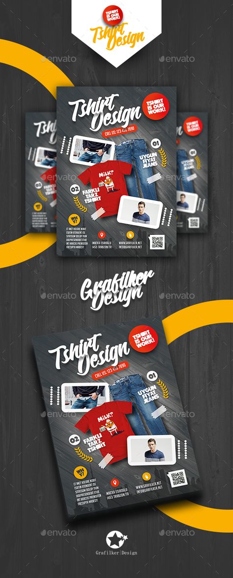 T-Shirt Shop Flyer Templates by grafilker T-Shirt Shop Flyer Templates Fully layeredINDDFully layeredPSD300 Dpi, CMYKIDML format openIndesign CS4 or laterCompletely editabl Dress Shop Poster Design, T Shirt Flyer Design, Creative Dresses, Event Poster Design, Flyer Layout, Letterhead Template, Creative Flyers, Jeans Logo, Cool Business Cards