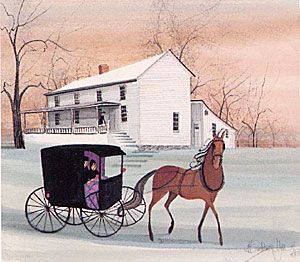 Stage Coach Stop - Artist Proof P Buckley Moss, Amish Life, Stage Coach, Old Country Churches, Lovely Pictures, Moss Art, Famous Paintings, Country Church, Favorite Artist