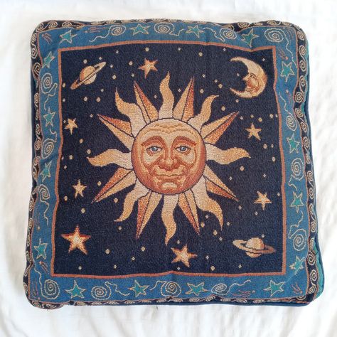 Look what I just found on Depop 🙌 https://depop.app.link/wpHhesbkwkb Sun And Moon Graphic, Celestial Sun And Moon, The Mighty Boosh, Moon Graphic, Celestial Sun, Tapestry Pillow, Woven Tapestry, Sun And Moon, Tapestry Weaving