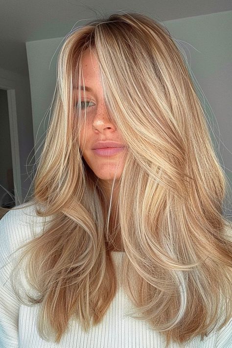 Updos For Long Hair Casual, Blonde Hair Haircuts, Blonde Highlights Lowlights, Long Blonde Hairstyles, Lowlights Highlights, Hair Casual, Warm Blonde Hair, Perfect Blonde Hair, Summer Blonde Hair