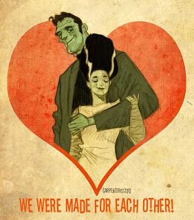 Frankenstein Frankenstein's Monster  Bride of Frankenstein Valentine Frankenstein Art, Monster Valentines, Arte Peculiar, Made For Each Other, Universal Monsters, Classic Monsters, My Funny Valentine, Bride Of Frankenstein, Arte Inspo