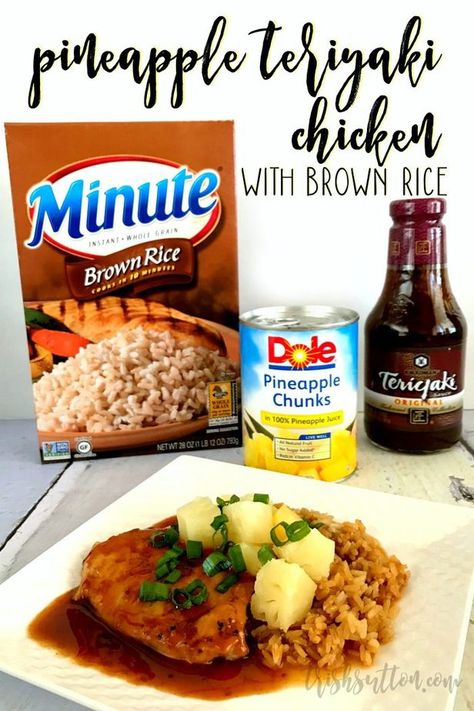 Chicken Recipes Easy Casserole, Chinese Salads, Chicken With Brown Rice, Pineapple Teriyaki Chicken, Minute Rice Recipes, Teriyaki Pineapple Chicken, Brown Rice Cooking, Pineapple Teriyaki, Teriyaki Chicken Crock Pot