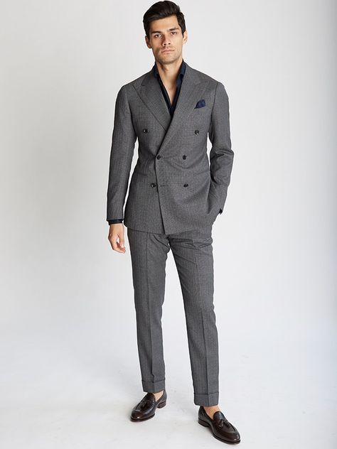 Meet the Japanese Brand Rethinking Italian Tailoring | GQ Japanese Suit, Double Breasted Suit Men, Ring Jacket, Black Suit Men, Italian Suit, Dress Suits For Men, Designer Suits For Men, Fashion Suits For Men, Gray Suit