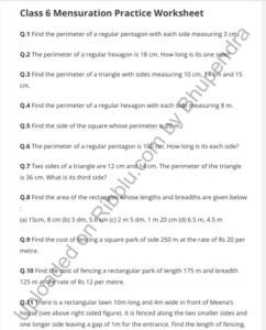 Worksheet for Class 6 Maths Mensuration – Chapter 10 Find The Perimeter, Class 6 Maths, Regular Hexagon, Sample Question Paper, Maths Worksheets, Sixth Grade Math, Natural Number, Revision Notes, Sample Paper