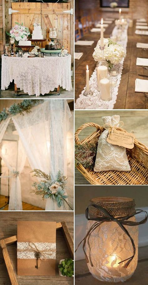 Lace Round Tablecloth Wedding, Vintage Country Chic Wedding, Burlap And Greenery Wedding, Lace Wedding Reception, Shabby Chic Wedding Table Decor, Lace Centerpiece Wedding, Vintage Lace Wedding Decor, Lace Themed Wedding, Pearl And Lace Wedding Theme