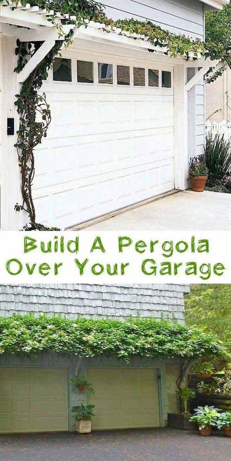 Easy Curb Appeal Ideas, Garage Pergola, Front Yards Curb Appeal, Diy Curb Appeal, Cheap Pergola, Pergola Swing, Building A Pergola, Pergola Design, Backyard Pergola