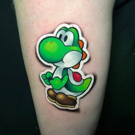 Small Yoshi Tattoo, Yoshi Tattoos, Yoshi Tattoo, Nintendo Tattoo, Mario Tattoo, Gaming Nintendo, Embroidery Tattoo, Miami Ink, Petit Tattoo