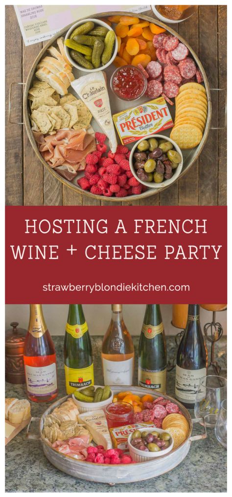 Are you hosting a French Wine and Cheese Party? Here are some tips on how to choose the right wine and food pairings, share your love of wine and have a wonderful classy evening with friends! #MadeinFrance ad   @presidentcheese    | Strawberry Blondie Kitchen Wine Finger Food, Savory Quiche, Wine And Food Pairings, Wine Tasting Food, Strawberry Blondie, Wine Making Kits, Friends Recipes, West African Food, Wine And Cheese Party