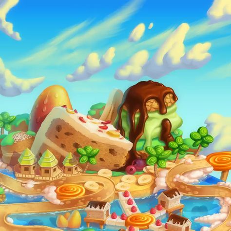 Cookie Jam, Happy Farm, Candy House, Candy Theme, Image Background, Game Background, Affinity Designer, Game Concept, Flash Art