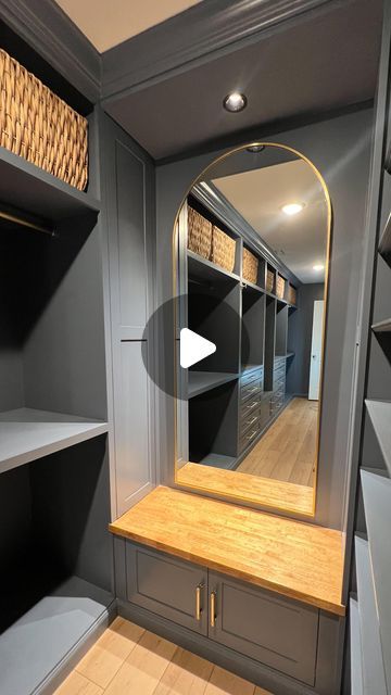 Taylor + Cody Vlaun on Instagram: "Primary Closet | Complete Project Build . Recap of our first and favorite DIY of 2023! . . . #AchievableHome #DIY #BetterHalfBuilds #Renovation #Project #BuilderGrade #Flip #DoItYourself #NewBuild #Upgrade #Closet" Closet Designs Big, Wardrobe Walking Closet, Closet Designs Bedroom, Bedroom And Closet Design, Cupboard Room Ideas, Bedroom Decor With Closet, Walking Closet Bedroom, Custom Walkin Closet, Safe In Closet Hidden