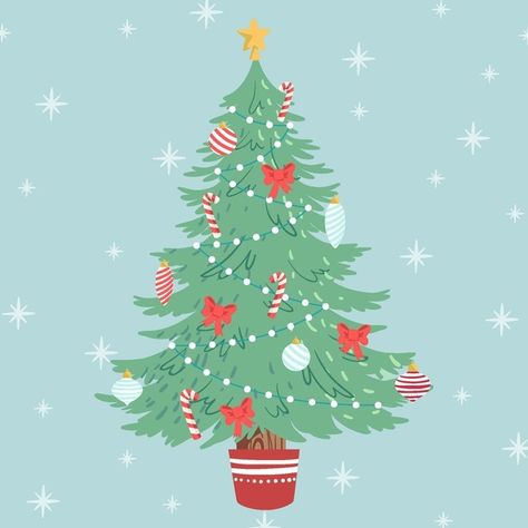 Christmas Tree Illustration Vector, 2d Christmas Tree, Christmas Tree Vector, Christmas Tree Illustration, Christmas Packages, Flat Christmas Tree, Xmas Tree Toppers, Realistic Christmas Trees, Christmas Tree Nails