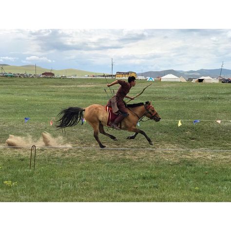 🏹🐎 Archery on horseback - they bolt at full speed on their horse only controlling it with their legs, while using both hands to shoot a bow… Horseback Archery, On Horseback, Archery, Horses, Animals, Quick Saves