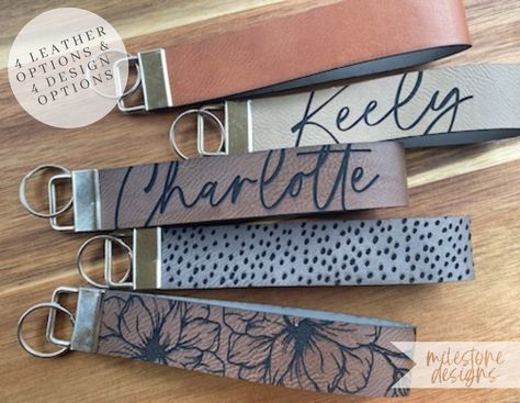 Faux Leather Key Fob, Faux Leather Wristlet, Leather Accessories Handmade, Engraving Ideas, Key Fob Wristlet, Key Ring Holder, Leather Ideas, Key Fobs Wristlet, Leather Key Fobs