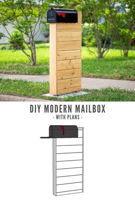 Modern Mailbox Diy, Modern Mailbox Post, Farmhouse Mailboxes, Mailbox Diy, Modern Mailbox Design, Wood Mailbox, Brick Mailbox, Mailbox Stand, Mailbox Makeover