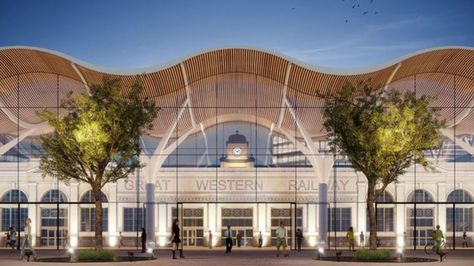 Plans for a multi-million pound transformation of Cardiff Central train station are unveiled by Network Rail. Building Drop Off Design, Drop Off Design, Site Plan Design, Curved Roof, Arch Building, Factory Architecture, Canopy Architecture, Train Platform, Interesting Architecture