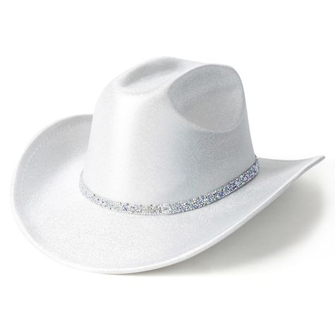 PRICES MAY VARY. 65% Polyester, 35% Cotton Imported Pull-On closure Hand Wash Only 【Material】These glitter space cowgirl hats are crafted from premium polyester material with fun metallic taste, ensuring a lightweight and soft feel, along with excellent durability to maintain their shape 【Perfect Size】This sparkly cowboy hat fits most adults men and women with an adjustable strap inside. Circumference: 57-59cm/22.4-23.2"; Brim Width: 7-7.5cm/2.7-2.9"; Hat Height: 11cm/4.33". It's a one-size-fits Sparkly Cowboy Hat, Disco Cowgirl Hat, Glitzy Glam, Disco Cowgirl, Space Cowgirl, Men Party, Barbie Theme, Costume Inspo, Hat Fits