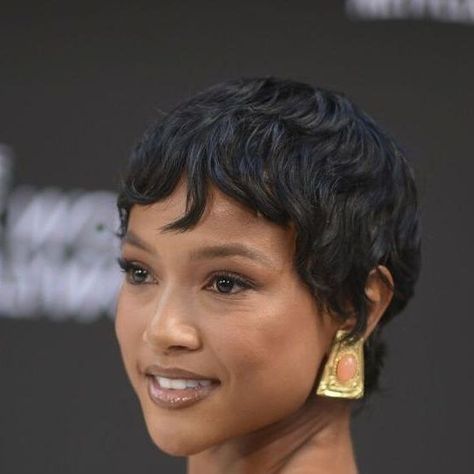 About Her on Instagram: "Pixie cut inspo courtesy of Karrueche Tran 🧚‍♀️" Rihanna Hair Short, Short Women’s Pixie Cut, Karrueche Tran Short Hair, Halle Berry Hairstyles Pixie Cuts, Mullet Hairstyle Women Black Woman, Pixie Cut Round Face Black Women, Slick Pixie Cut, Short Hair Fits, Cute Pixie Haircuts Black Women