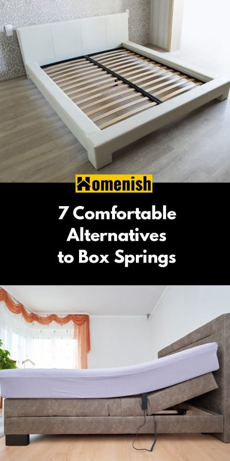 When it comes to a good night’s sleep, most of us are used to lying on a box spring and mattress. However, there are better bed foundation alternatives that offer more support, comfort, and health benefits. It’s all about trying out the other options to see which one feels best for you. Box Spring Alternative Diy, No Box Spring Bed Ideas, Diy Box Spring, Box Spring Alternative, Box Spring And Mattress, Bedroom Guide, Most Comfortable Bed, Foldable Mattress, Box Springs