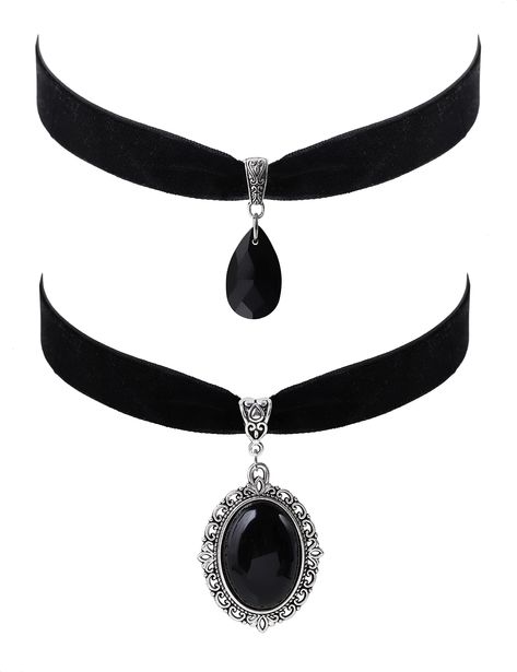 PRICES MAY VARY. SET 2 PIECE GOTHIC BLACK STEAMPUNK VELVET CHOKER NECKLACES: The Victorian Choker Necklace Design Is Nice And Unique, Goes Well With Any Other Accessories, Show Your Personality Every Moment MATERIALS: Zinc Alloy and soft lace so it's comfortable to wear SIZE & LENGTH: The chain is 12.6 inches, extender chain 3 inches. PERFECT GOTH JEWELRY GIFT: Perfect Gifts on birthday, party, Halloween,New Year, Valentine's Day, Mother's Day, Thanksgiving Day, Christmas, Anniversary, Wedding, Goth Gifts For Her, Black Gothic Choker, Cameo Choker Necklace, Red Choker Necklace, Victorian Choker Necklace, Victorian Choker, Black Steampunk, Goth Vintage, Goth Choker