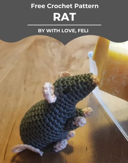 Free Crochet Patterns | Free Crochet Pattern Rat • Rat Amigurumi • Free Crochet Patterns Crochet Rat Amigurumi Free Pattern, Rat Amigurumi Free Pattern, Rat Crochet Pattern Free, Rat Crochet Pattern, Rat Crochet, Rat Pattern, Crochet Rat, Gardening Drawing, Aesthetic Gardening