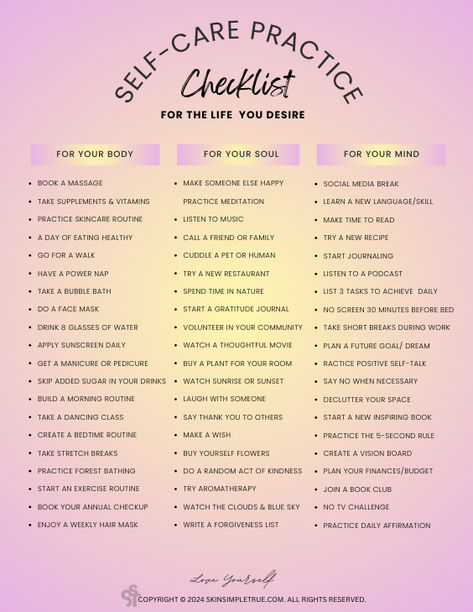 self care checklist Journal Ideas Writing, Dry Lips Remedy, Self Care List, Scrub Recipe Diy, Selfcare Ideas, Self Affirmations, Best Self Care, Get Your Life Together, Diy Face Scrub