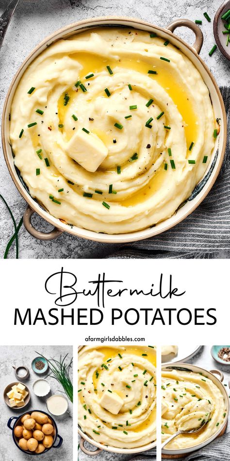 Traditional Mashed Potatoes Recipe, Buttermilk Mashed Potatoes, Butter Mashed Potatoes, Easy Mashed Potatoes, Best Mashed Potatoes, Easy Potato Recipes, Buttermilk Recipes, Garlic Mashed Potatoes, Mashed Potato Recipes